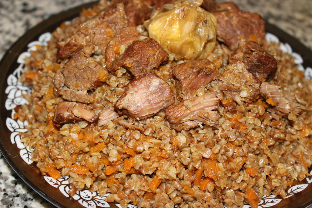 grechka,plov,pilaf,uzbek rice,buckwheat,beef,russian food,uzbek food,uzbek cuisine, central asian food,muslim food, halal food